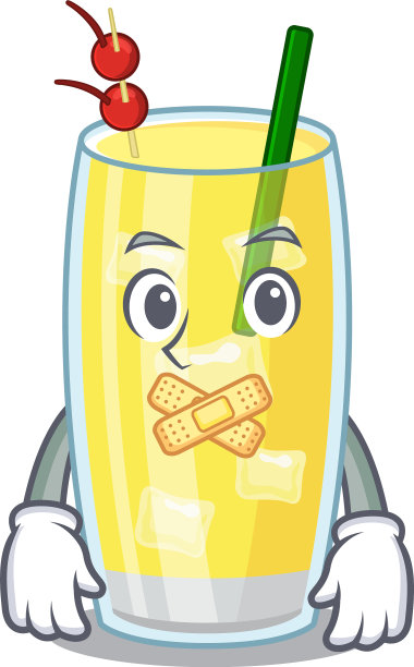 菠萝朗姆酒鸡尾酒卡通人物风格图片下载