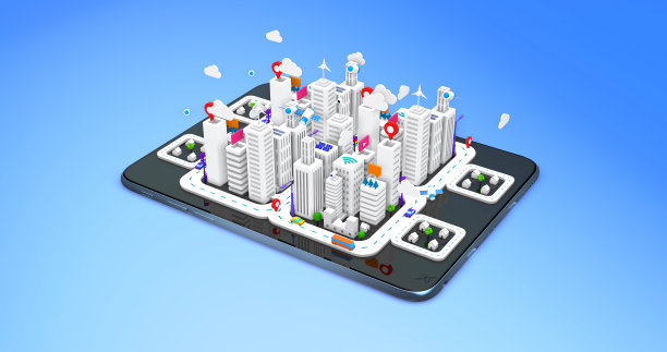 平板电脑上的都市智慧城市。无线网络，5G网络图片下载