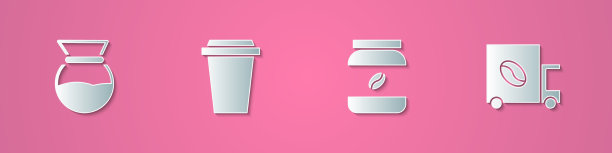 Set paper cut倒咖啡机咖啡杯图片下载