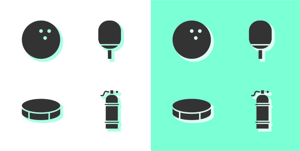 设置保龄球、冰球和球拍图片下载