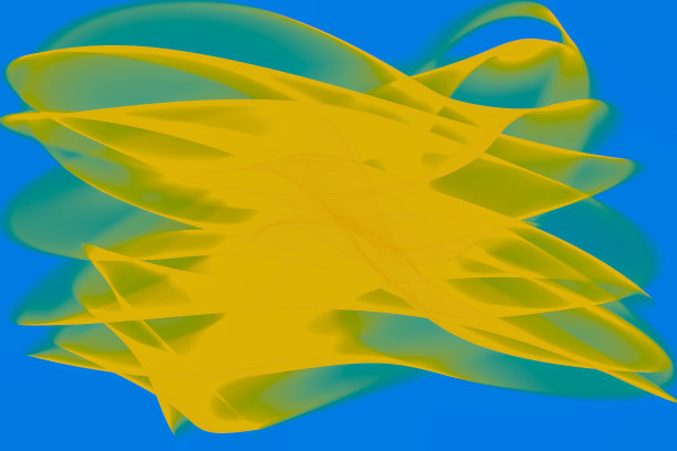 抽象的彩色蓝色和黄色波浪背景。抽象现代动态时尚的蓝色和黄色波浪花纹背景。图片下载