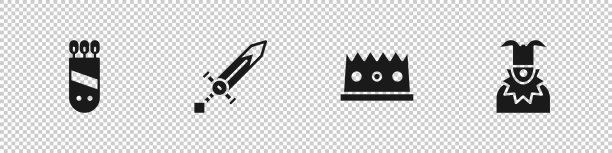 设置箭筒与中世纪剑国王王冠图片下载