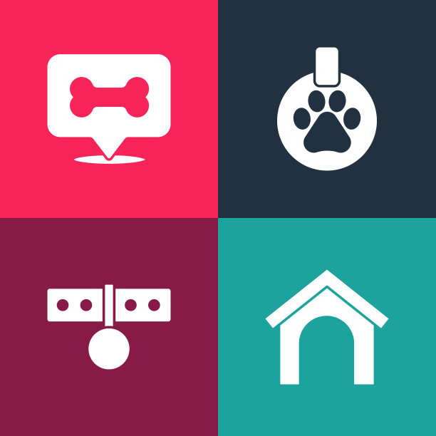 设置流行艺术狗屋项圈与姓名标签和图片下载