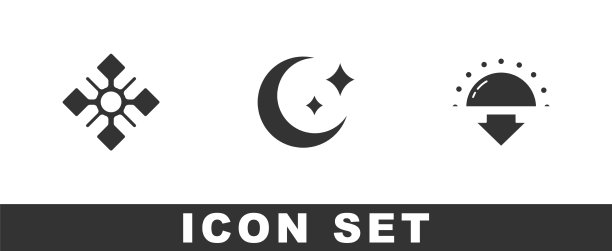 设置雪花、月亮、星星和日落图标图片下载