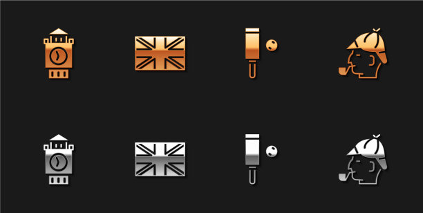 设置大本钟塔旗帜英国木头图片下载