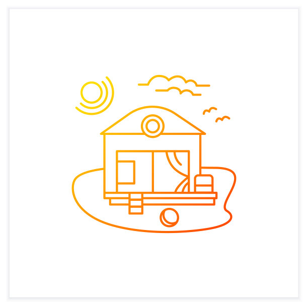 海滩小屋渐变图标图片下载