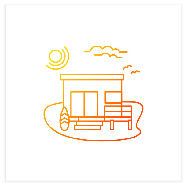 海滩小屋渐变图标图片下载