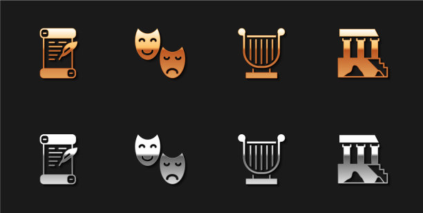 集法令羊皮纸卷轴喜剧和悲剧图片下载