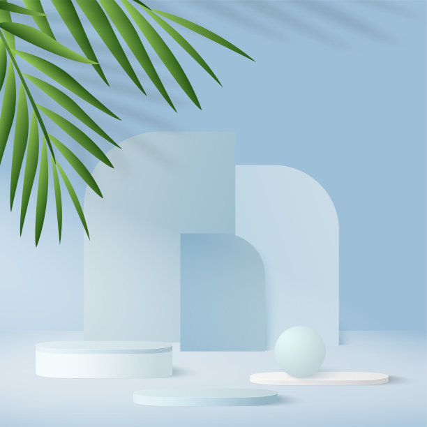 抽象背景与蓝色几何3d讲台。矢量插图。图片下载