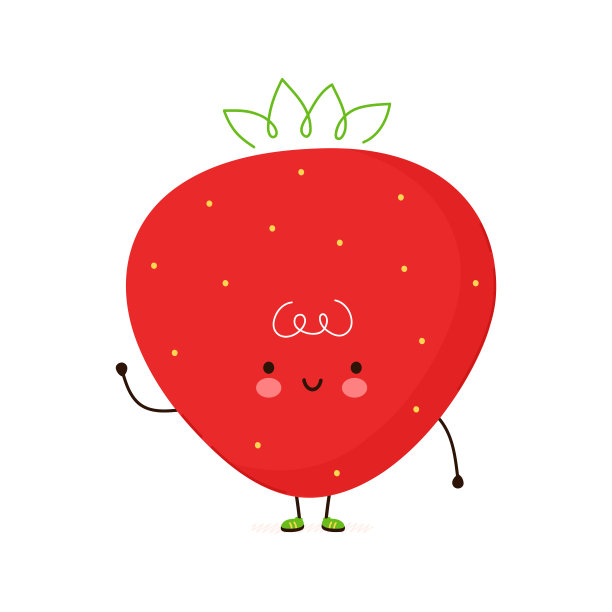 可爱有趣的草莓角色。矢量手绘卡通卡通人物插图图标。孤立在白色背景上。草莓品质概念图片下载
