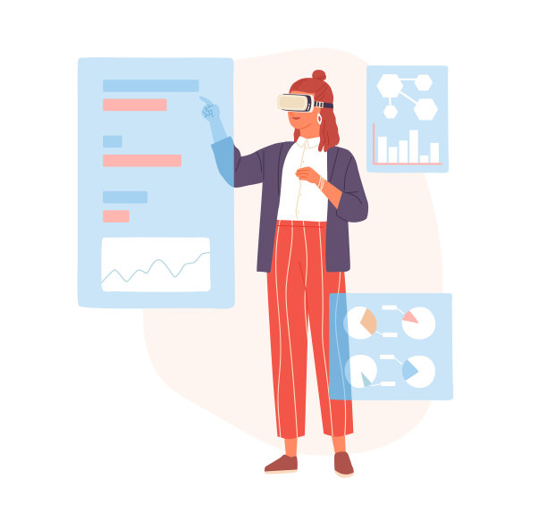 在虚拟环境中处理业务数据的人员图片下载