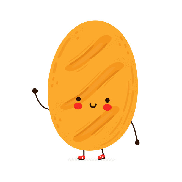 可爱有趣的面包角色。矢量手绘卡通卡通人物插图图标。孤立在白色背景上。面包品质的概念图片下载