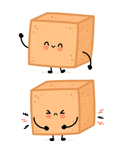 可爱、快乐、悲伤的红豆方糖性格。矢量平线卡通卡通人物插图图标。孤立在白色背景上。糖，甘蔗粗方字概念图片下载