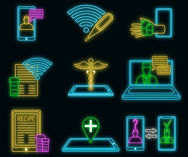 概念霓虹医疗图标虚拟医生图片下载