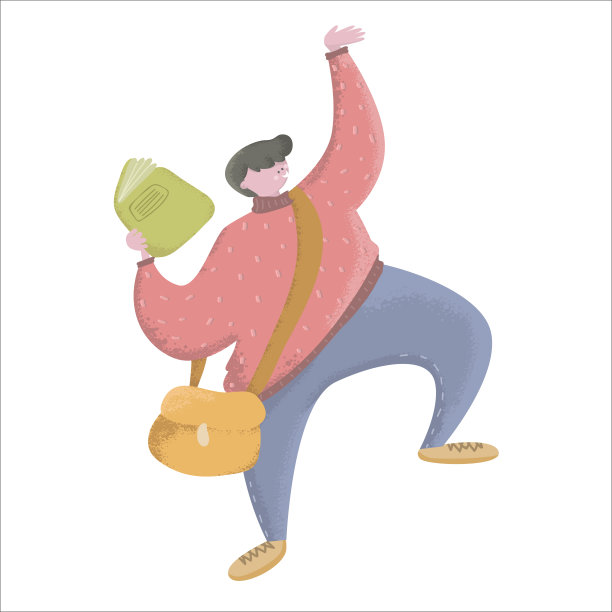 性格快乐的学生或学生。快乐的少年蹦蹦跳跳。创意矢量插图上的白色背景。背着背包的年轻学生。图片下载