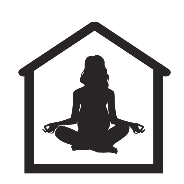 健康生活理念，瑜伽，孕妇在家运动。房子里一个孕妇的侧影。矢量插图。图片下载