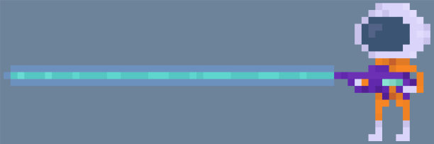 像素化宇航员拍摄。手里拿着爆破枪的人。穿着太空服，带着武器的外星人图片下载