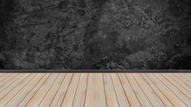 木地板房间，黑色混凝土纹理背景图片下载