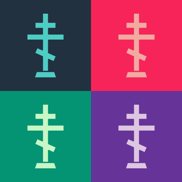 波普艺术基督教十字架孤立的图标颜色图片下载