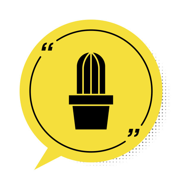 黑色仙人掌和肉质在花盆图标孤立上图片下载