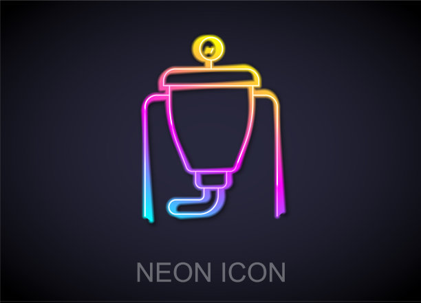 发光的霓虹线啤酒酿造工艺图标图片下载