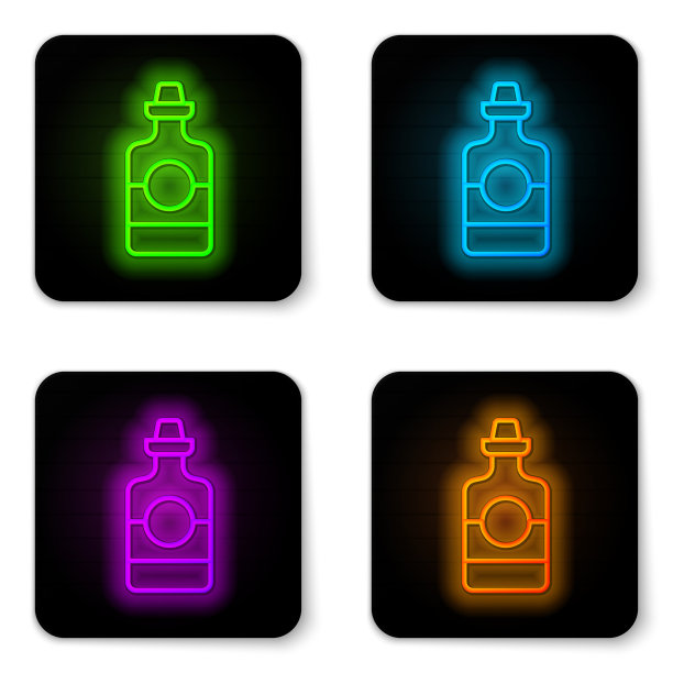 发光的霓虹灯线龙舌兰瓶图标隔离图片下载