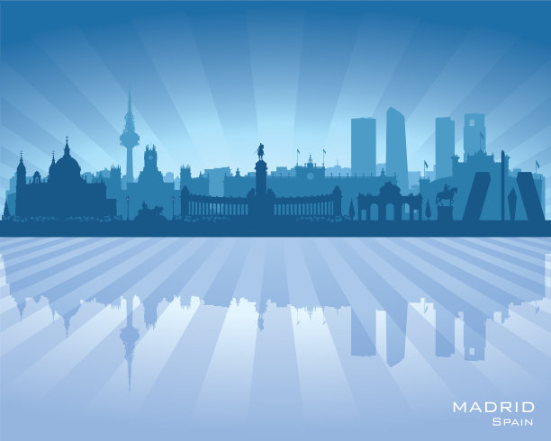 西班牙马德里城市天际线剪影图片下载