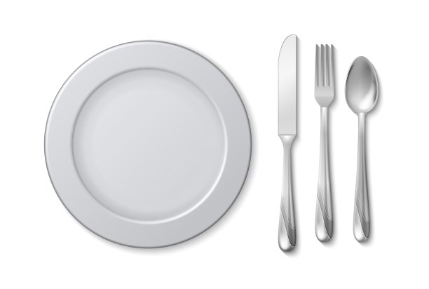 孤立盘刀叉。餐巾纸上的餐具，上桌的餐具。餐厅或咖啡厅，酒吧设备。金属厨具矢量元素图片下载