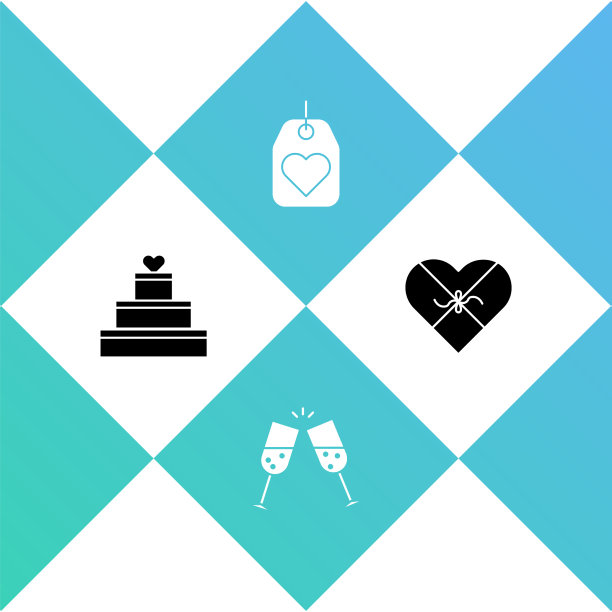 用心形玻璃香槟装饰婚礼蛋糕图片下载