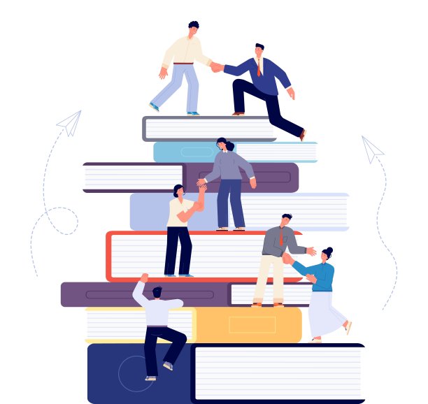 爬上的书。学习书本，学生学习目标。教育或职业动机，攀登商业成功。团队合作完全矢量概念图片下载