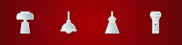 设置台灯、吊灯和手电筒图标图片下载