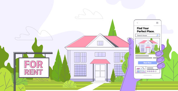 人的手使用手机app搜索房屋出租或网上购买物业管理图片下载