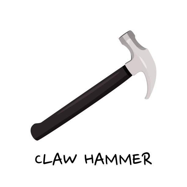 手工工具有锤子和固定钉子。简单的矢量图。孤立在白色背景上。图片下载