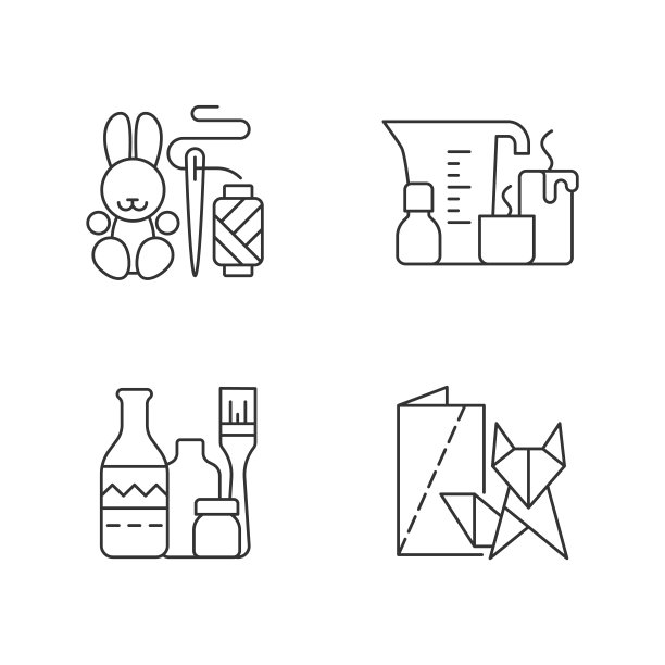 潮流工艺品线性图标集图片下载