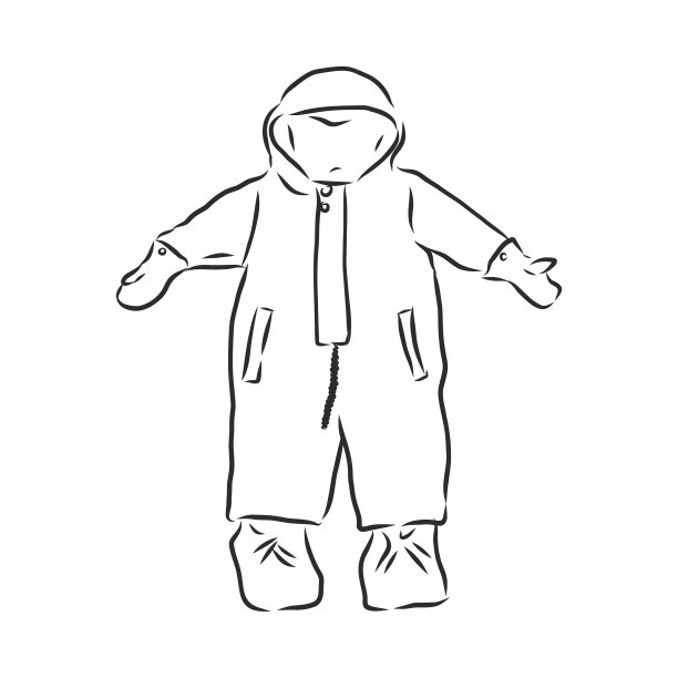 儿童连体衣与兜帽素描儿童图片下载
