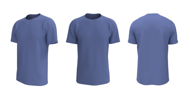 男士短袖t恤模型在前面，侧面和背面的观点，图片下载