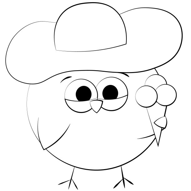 可爱的卡通猫头鹰戴着帽子和冰淇淋。用黑色和白色绘制插图图片下载