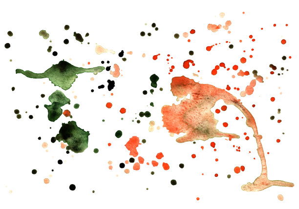红色和绿色水彩污渍，飞溅，污渍。图片下载