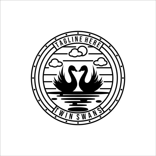 天鹅线艺术复古标志设计图片下载
