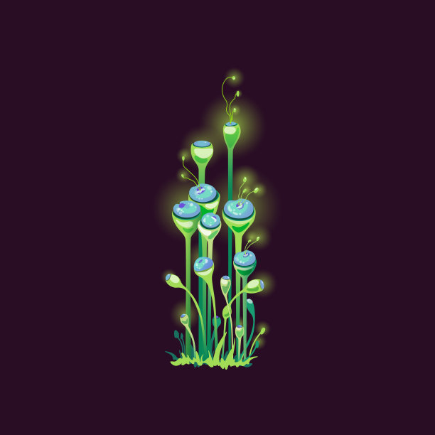 神奇奇幻的蘑菇，色彩斑斓的奇异植物。图片下载