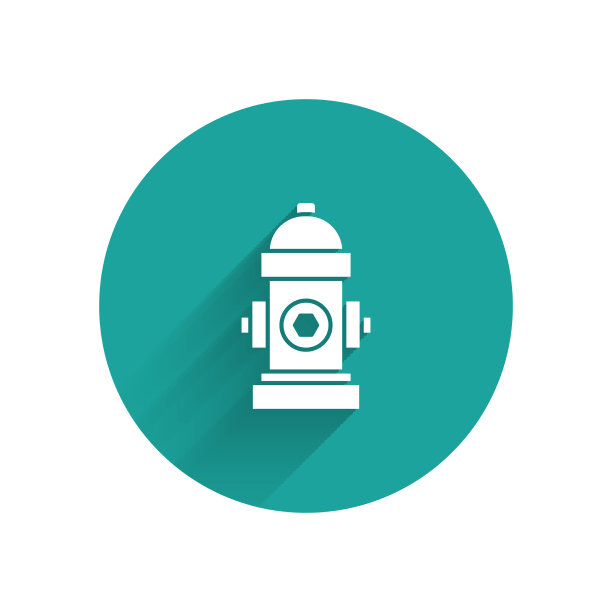 白色消火栓图标与长阴影隔离图片下载