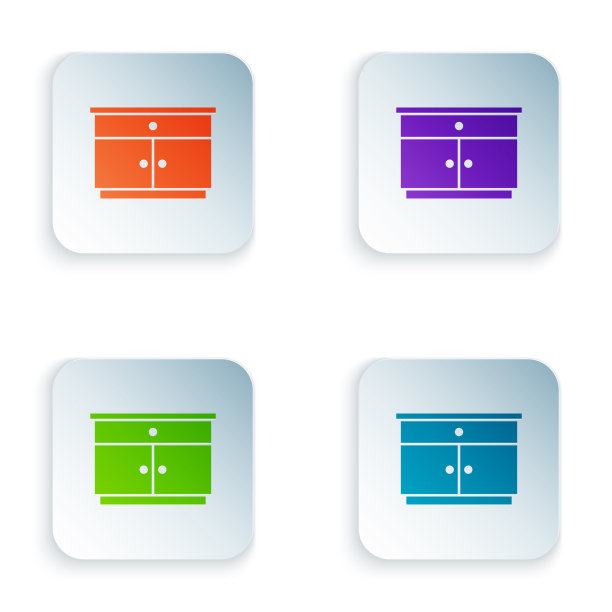 颜色家具床头柜图标孤立在白色图片下载