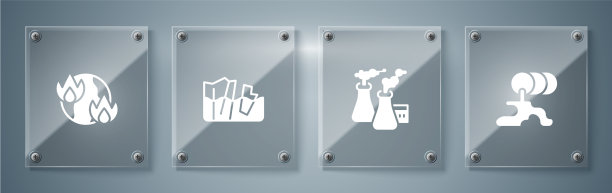 设桶油泄漏烟雾从工厂冰川图片下载