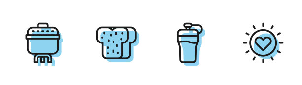 Set line健身摇壶烹饪锅面包吐司图片下载