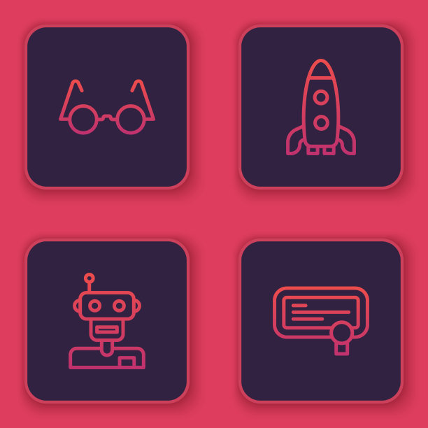 设置线眼镜机器人火箭船和图片下载