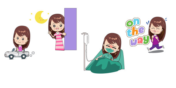 可爱的卡通向量女孩收集在一个白色的背景图片下载