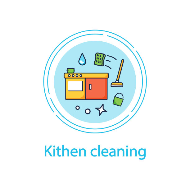 厨房清洁概念线图标图片下载