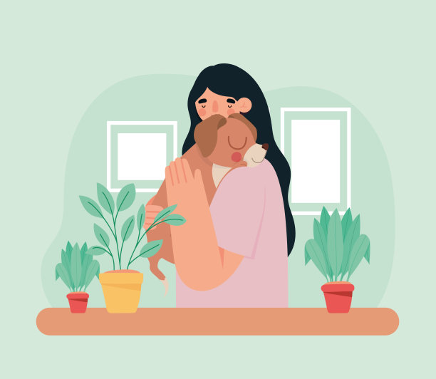 女人抱着狗图片下载