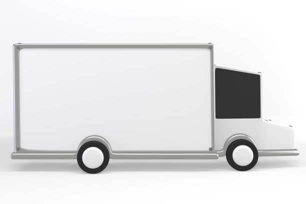 货车和出口箱放置在白色背景上。三维渲染图片下载