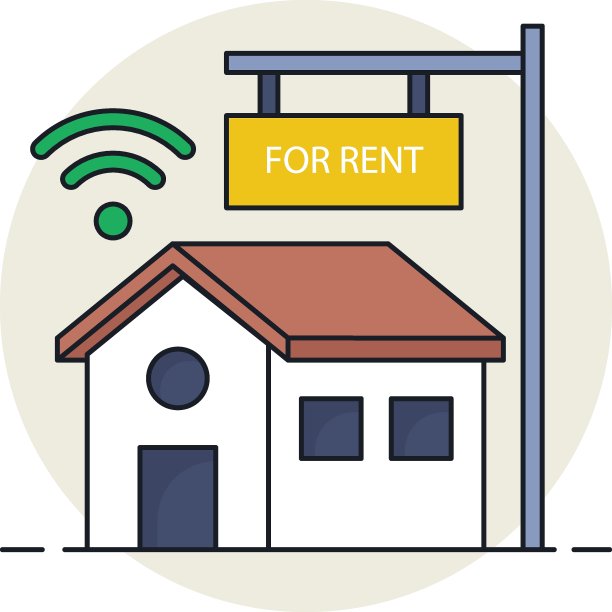 可用于租赁标志板概念，智能住宅广告矢量图标设计，城市和郊区住宅符号，房地产和房地产标志，公寓和抵押股票插图图片下载